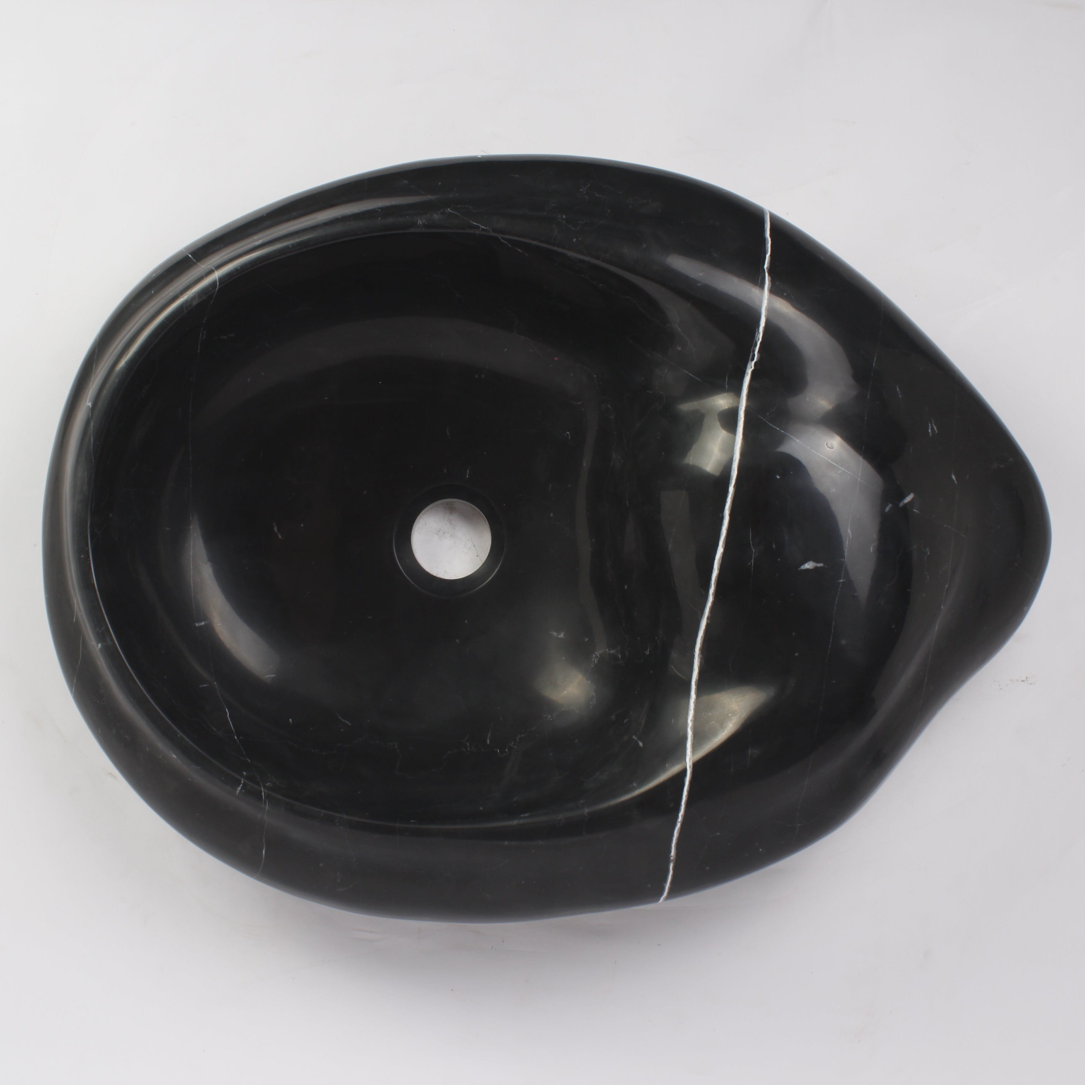 Nero Marquina Marble Cloakroom Basin | Hand‑Carved Luxury Stone Sink (55cm) Free Worldwide Shipping