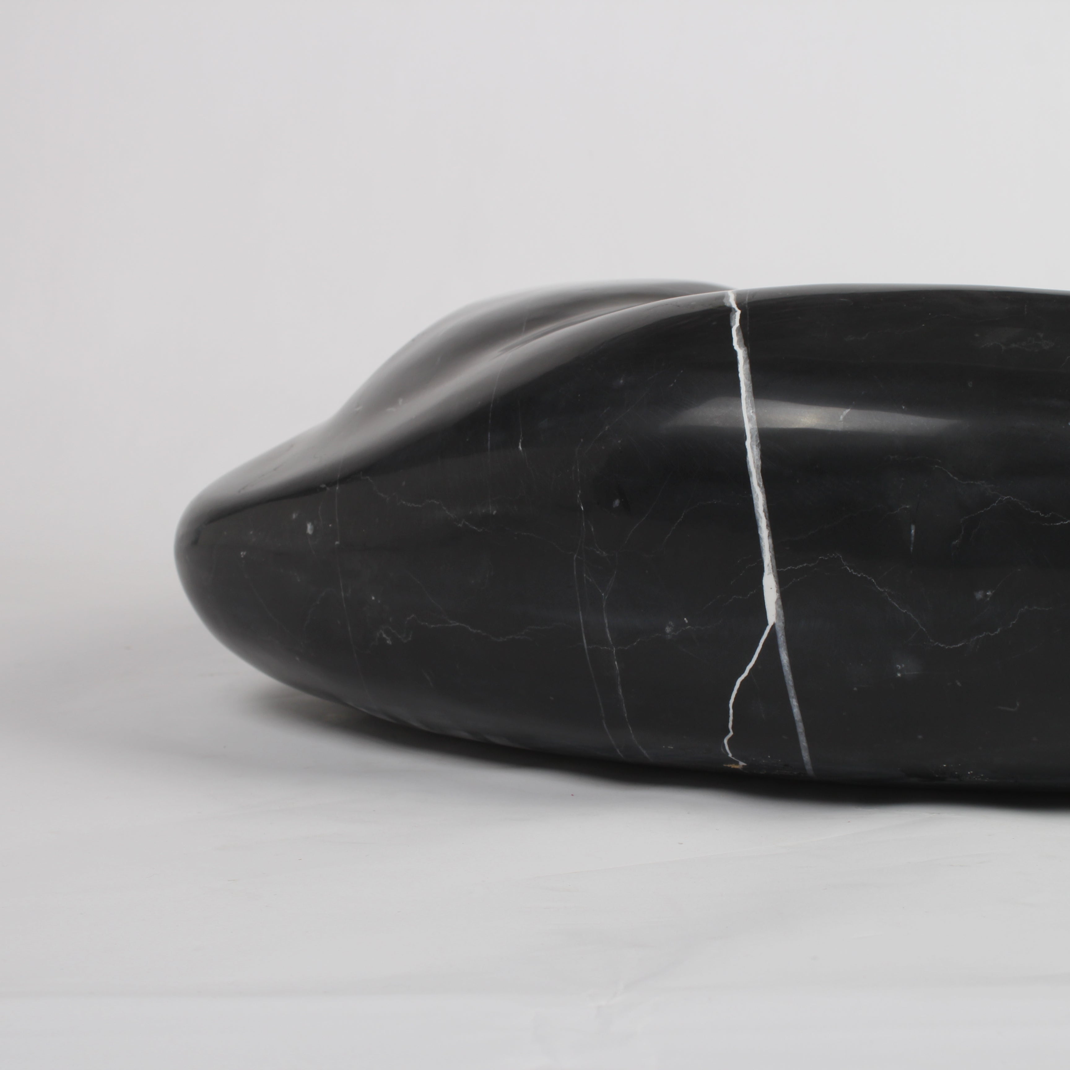 Nero Marquina Marble Cloakroom Basin | Hand‑Carved Luxury Stone Sink (55cm) Free Worldwide Shipping