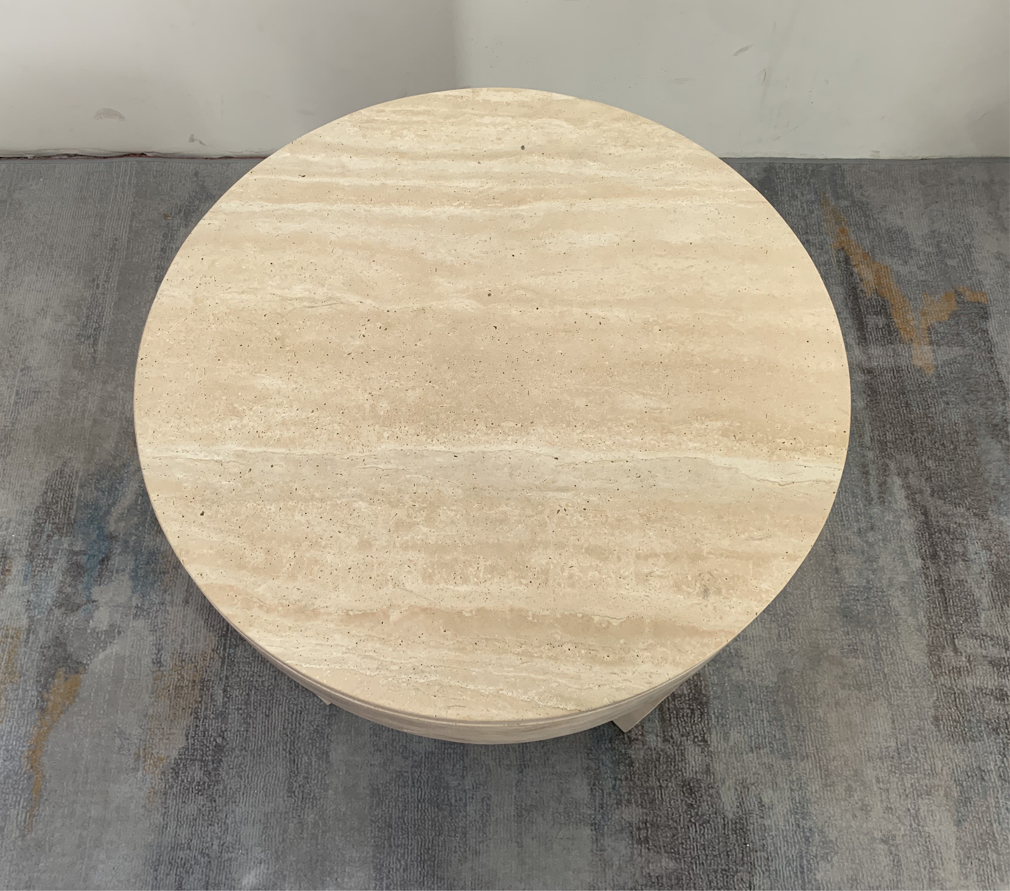 Travertine Round Side Table with Draw | Shipping Included