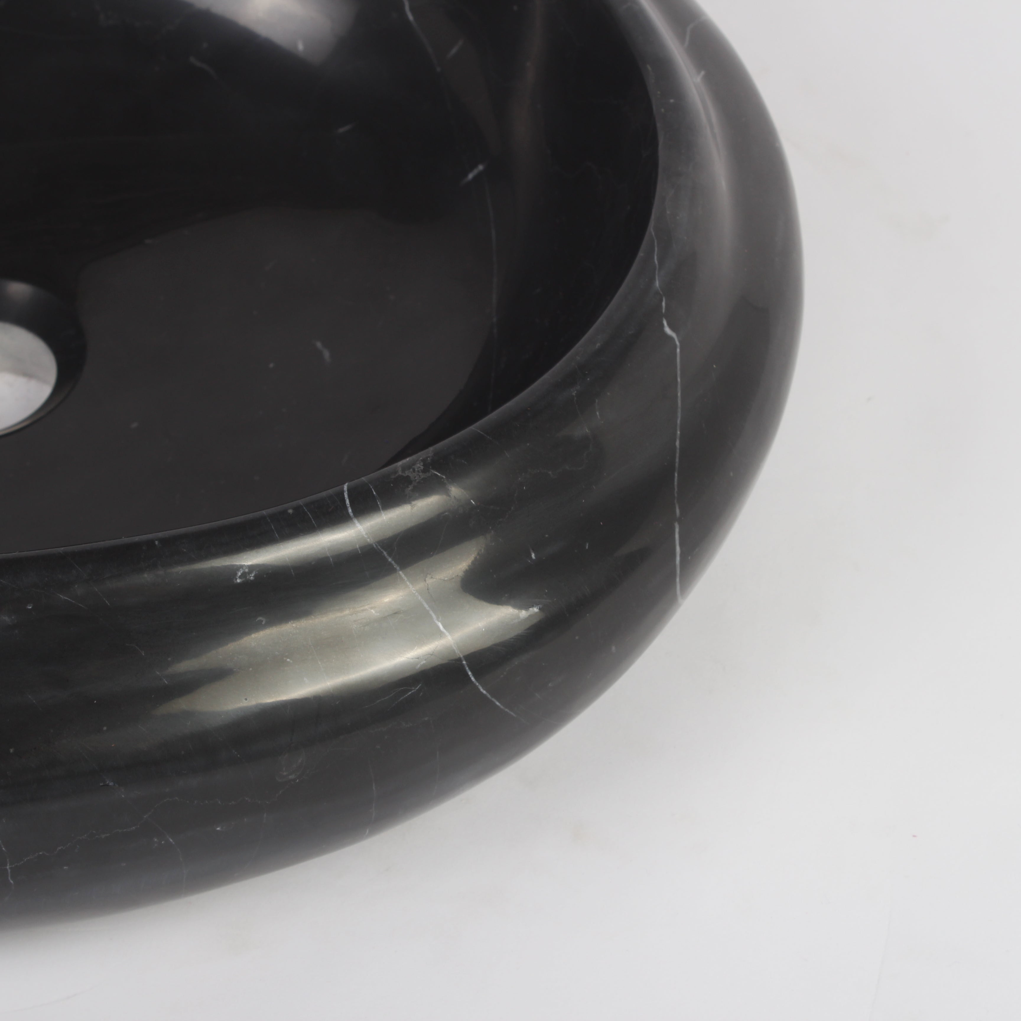 Nero Marquina Marble Cloakroom Basin | Hand‑Carved Luxury Stone Sink (55cm) Free Worldwide Shipping