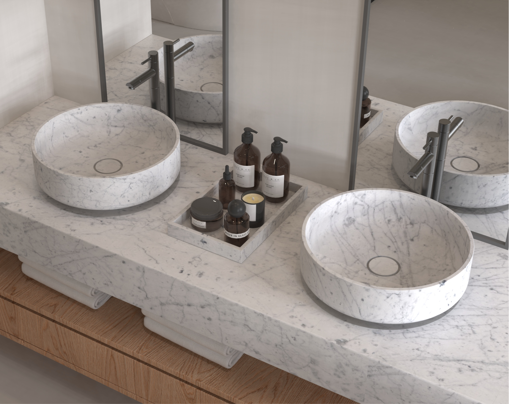 Countertop Basin | Carrara Marble | 40cm x 40cm x 12cm