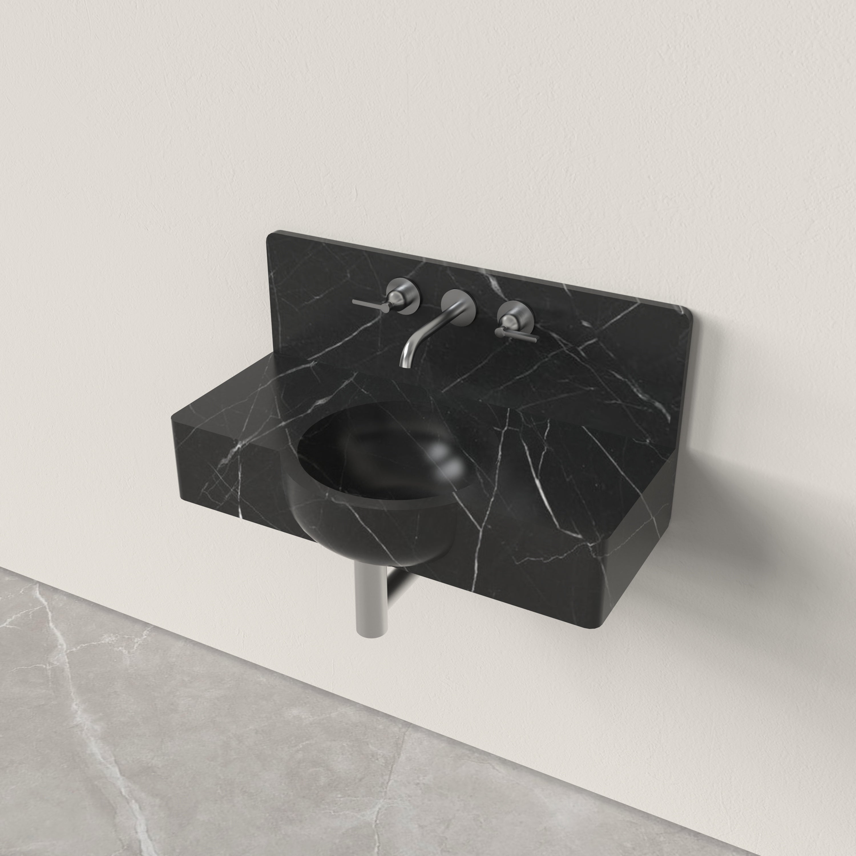 Nero Marquina Marble|Cloakroom Basin|Handcrafted