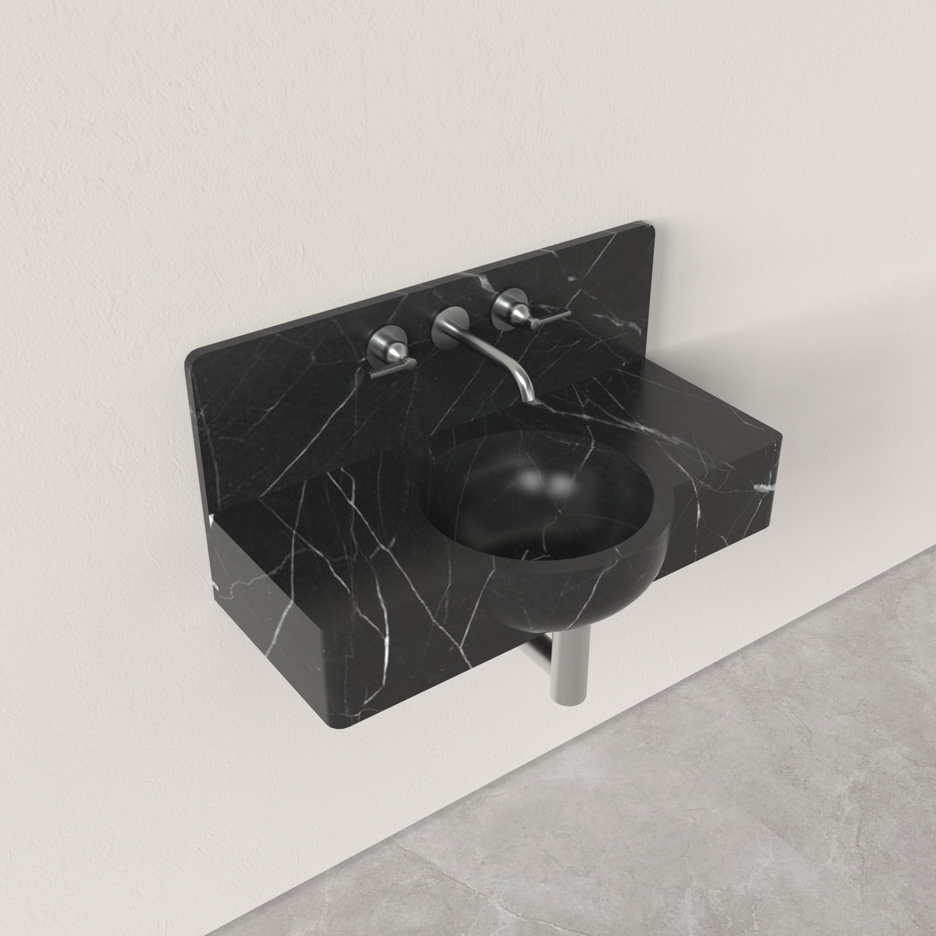 Nero Marquina Marble|Cloakroom Basin|Handcrafted