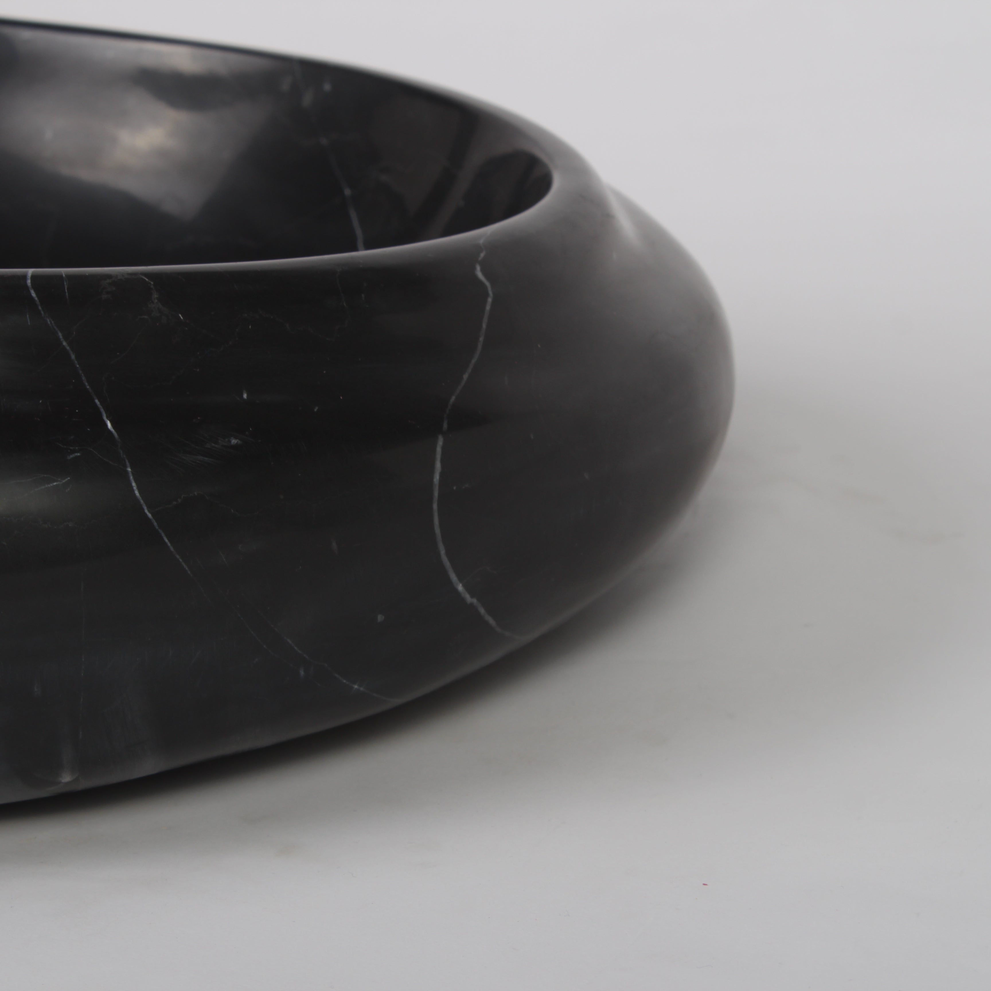 Nero Marquina Marble Cloakroom Basin | Hand‑Carved Luxury Stone Sink (55cm) Free Worldwide Shipping