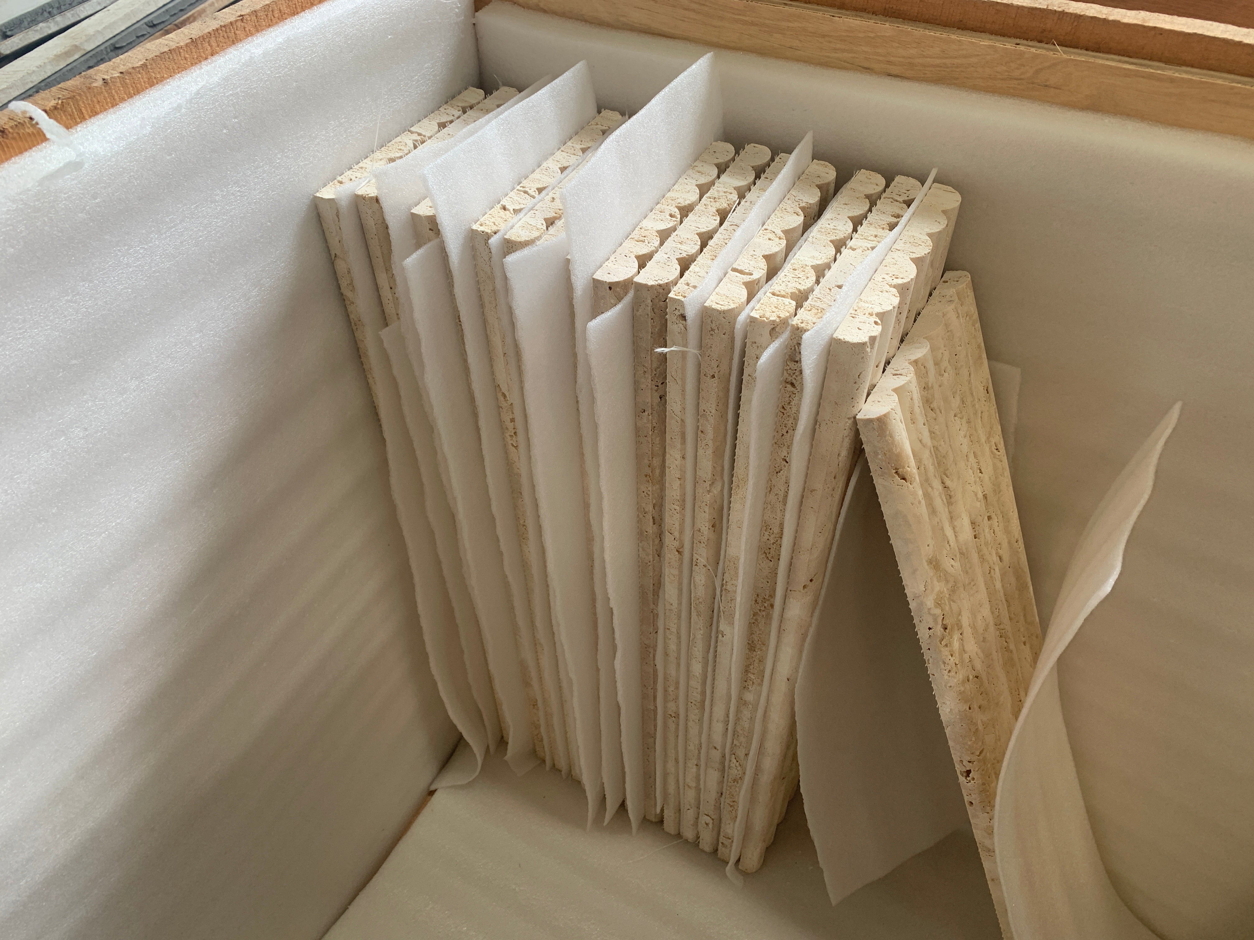 Fluted Travertine Tiles | Tuscan White | 61 x 15cm