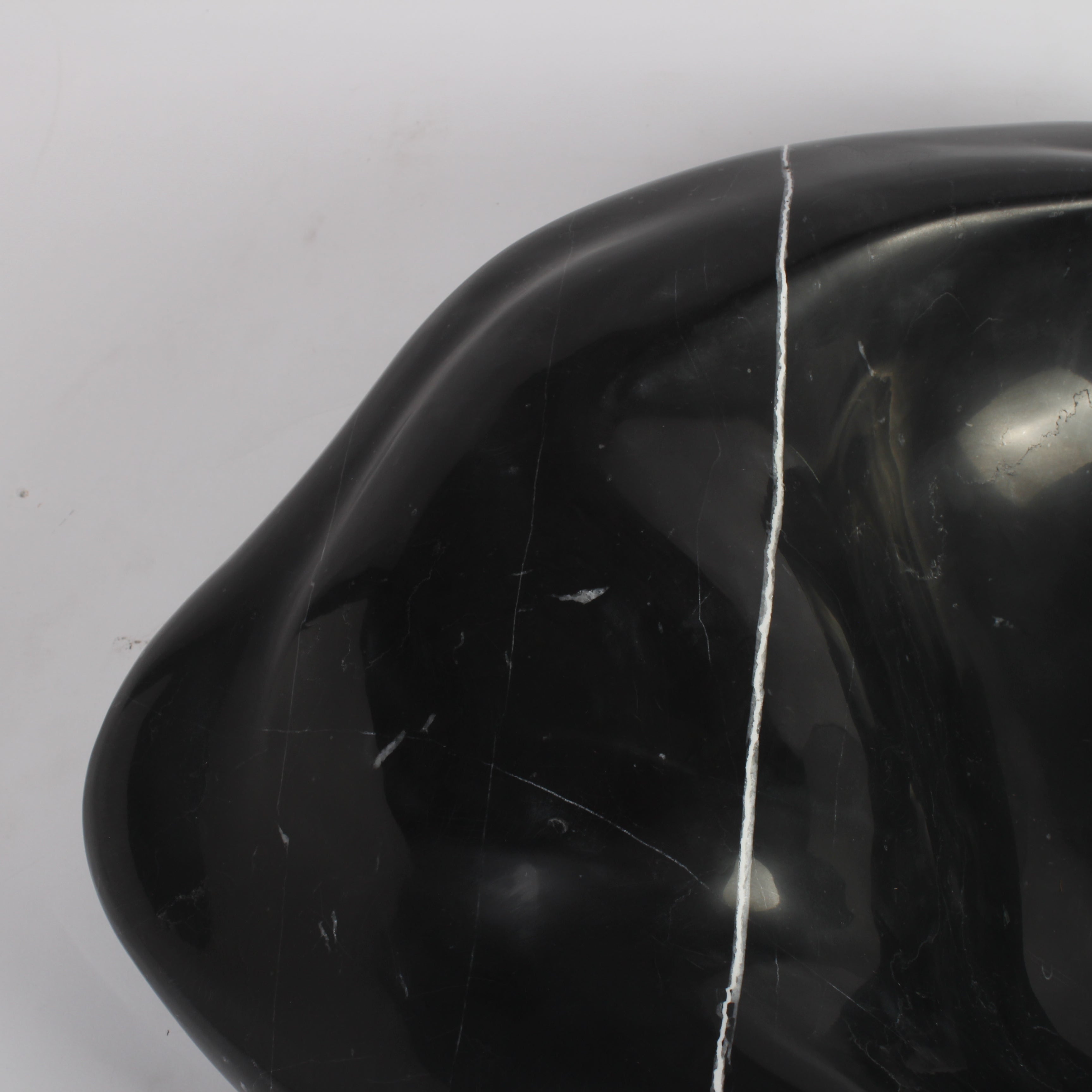 Nero Marquina Marble Cloakroom Basin | Hand‑Carved Luxury Stone Sink (55cm) Free Worldwide Shipping