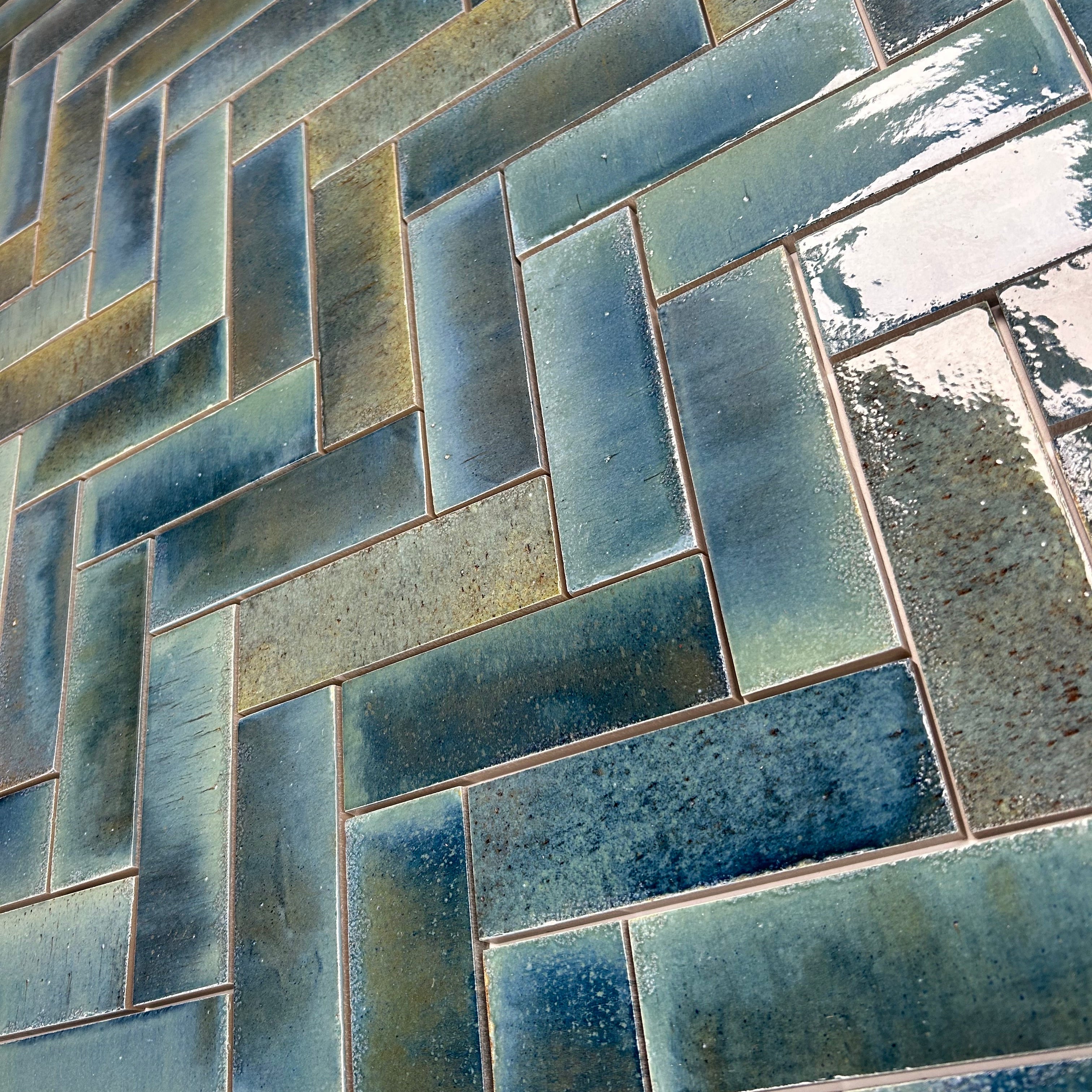 Reactive Glaze | Blue Porcelain Subway Tile 150×50 | Luxury Wall Tile