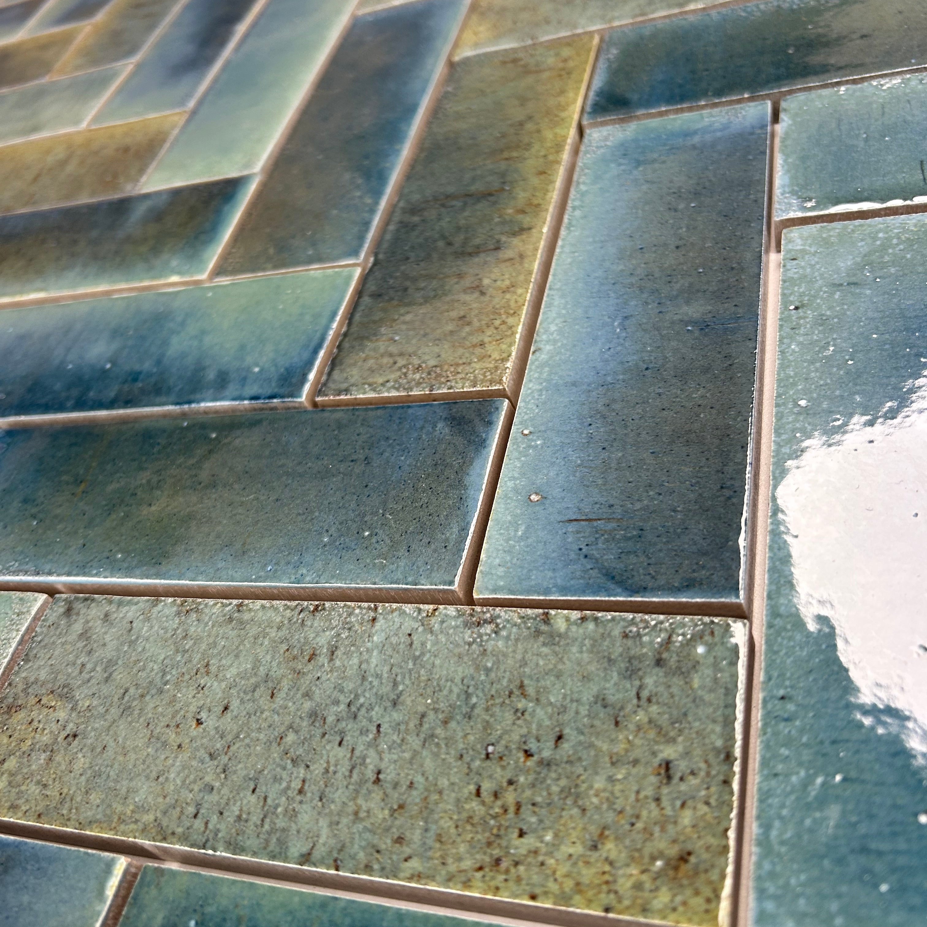 Reactive Glaze | Blue Porcelain Subway Tile 150×50 | Luxury Wall Tile