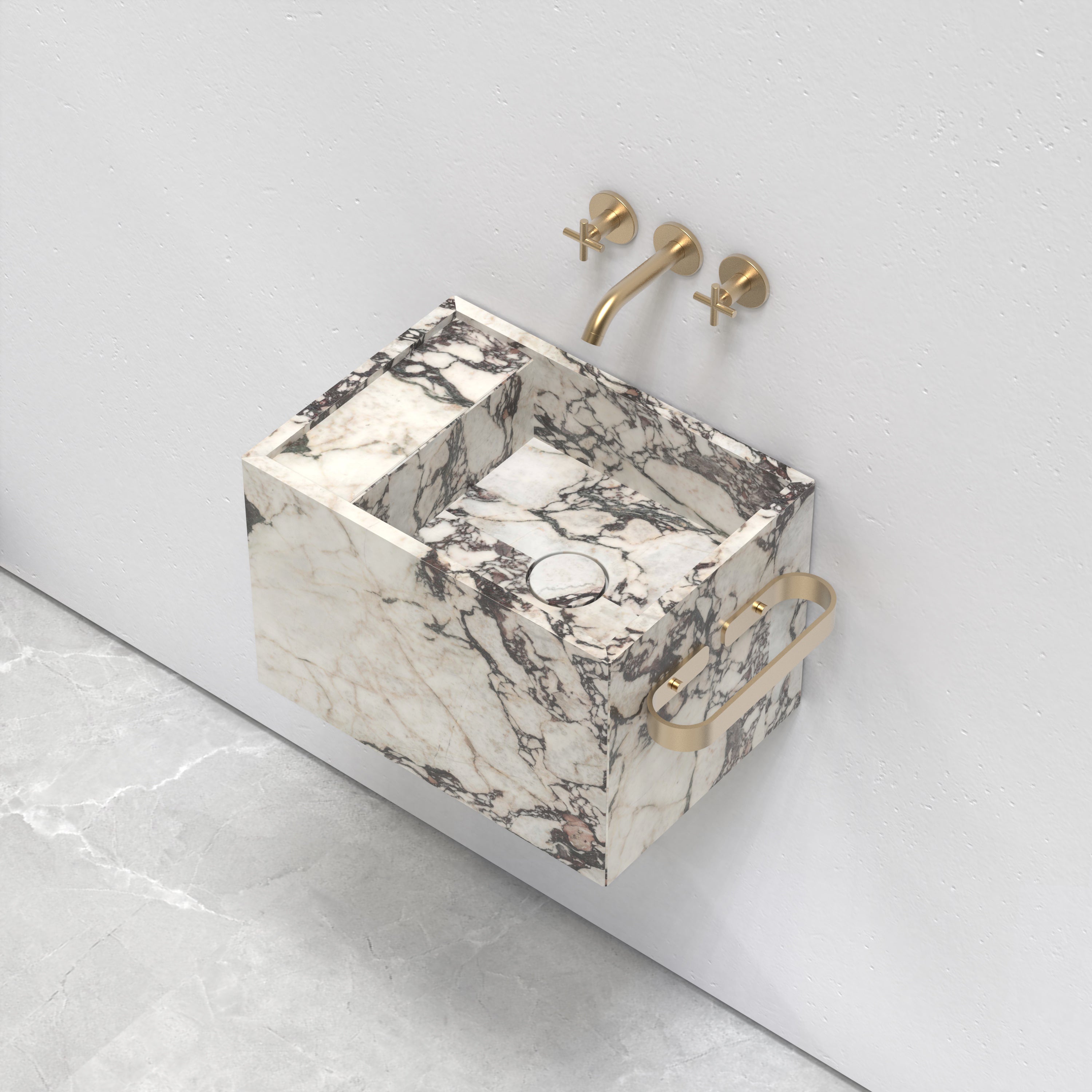 Natural Marble Wall‑Hung Basin Luxury Block Stone Sink | Naturally of Earth
