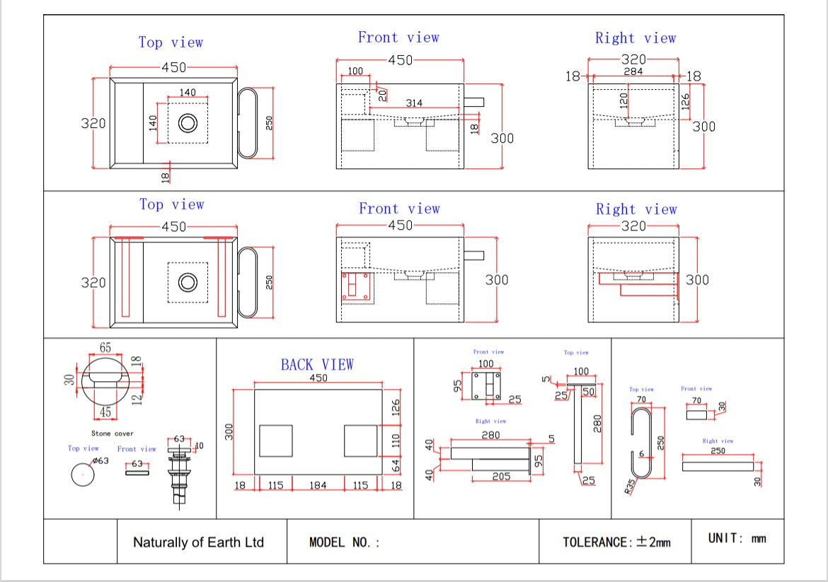 Natural Marble Wall‑Hung Basin Luxury Block Stone Sink | Naturally of Earth