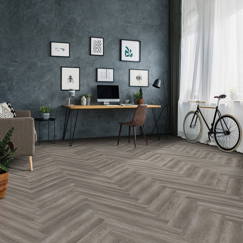 Herringbone | Kraus Harpsden Grey | LVT with Built In Underlay