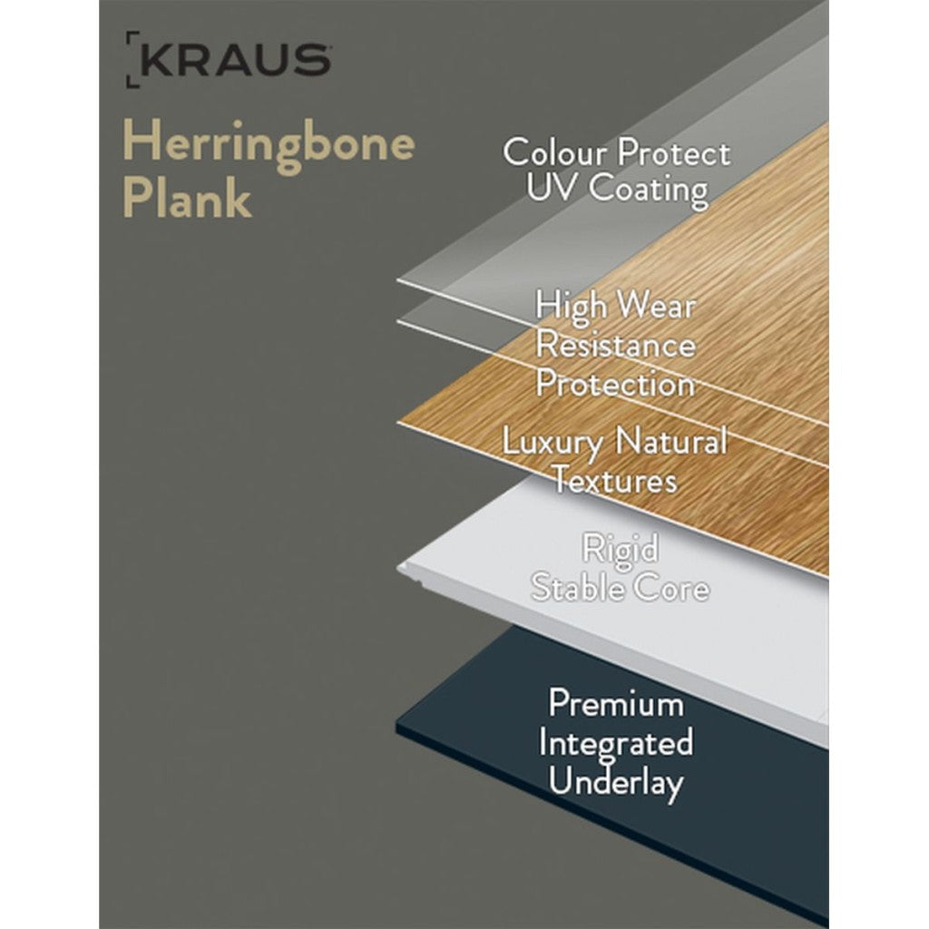 Herringbone | Kraus Harpsden Grey | LVT with Built In Underlay