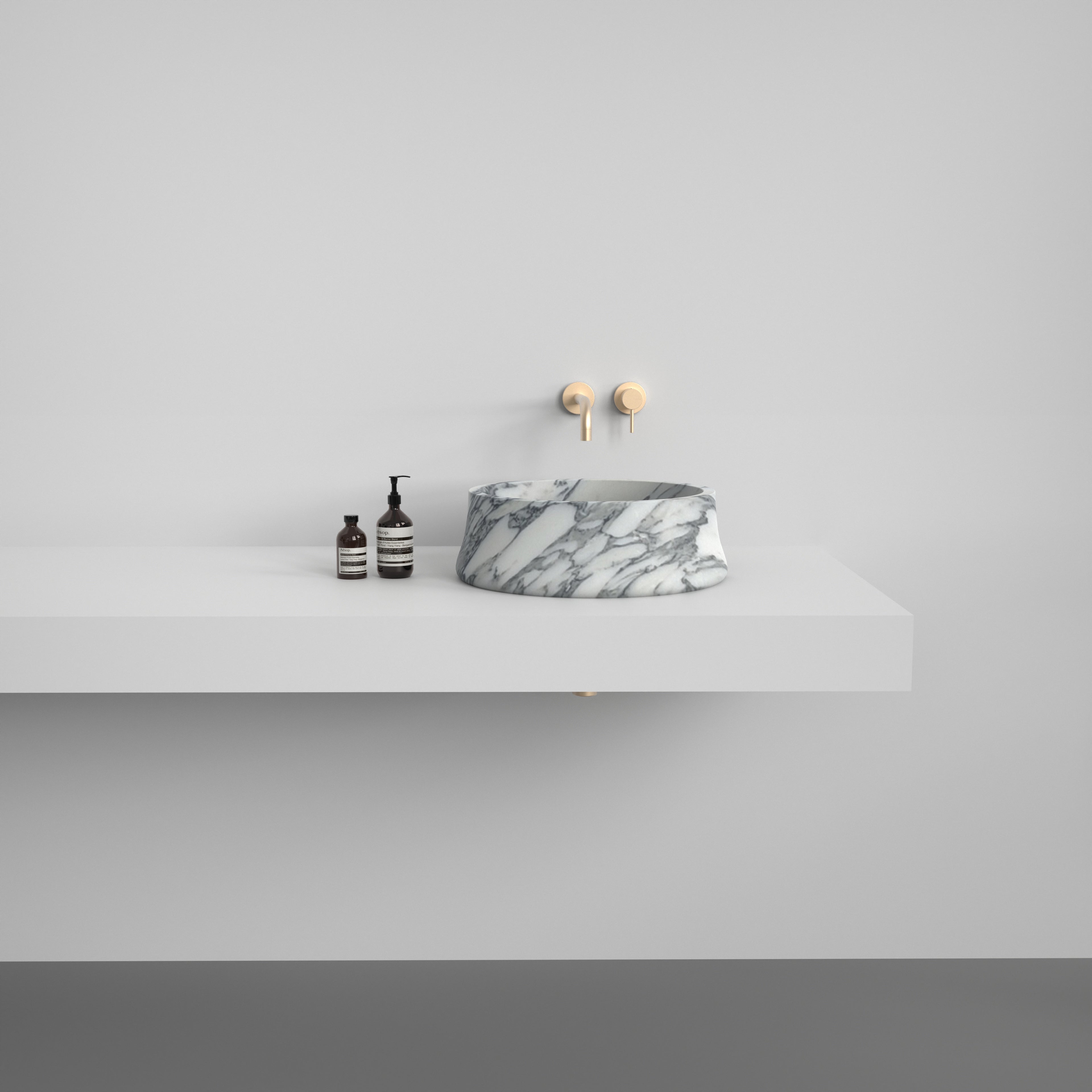Arabescato Marble Wash Basin | Hand‑Carved in Italy Luxury Stone Bathroom Sink