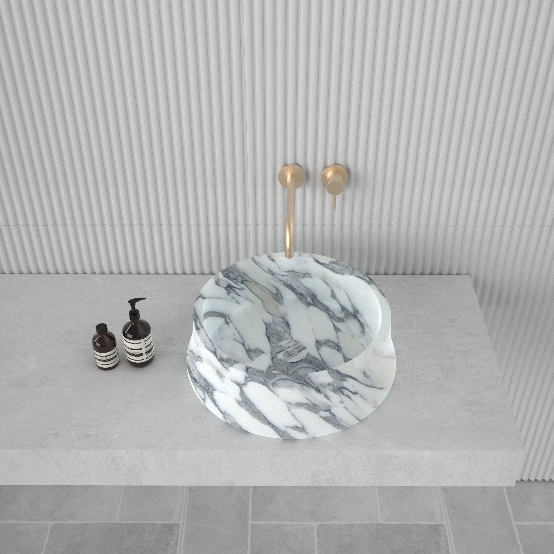 Arabescato Marble Wash Basin | Hand‑Carved in Italy Luxury Stone Bathroom Sink