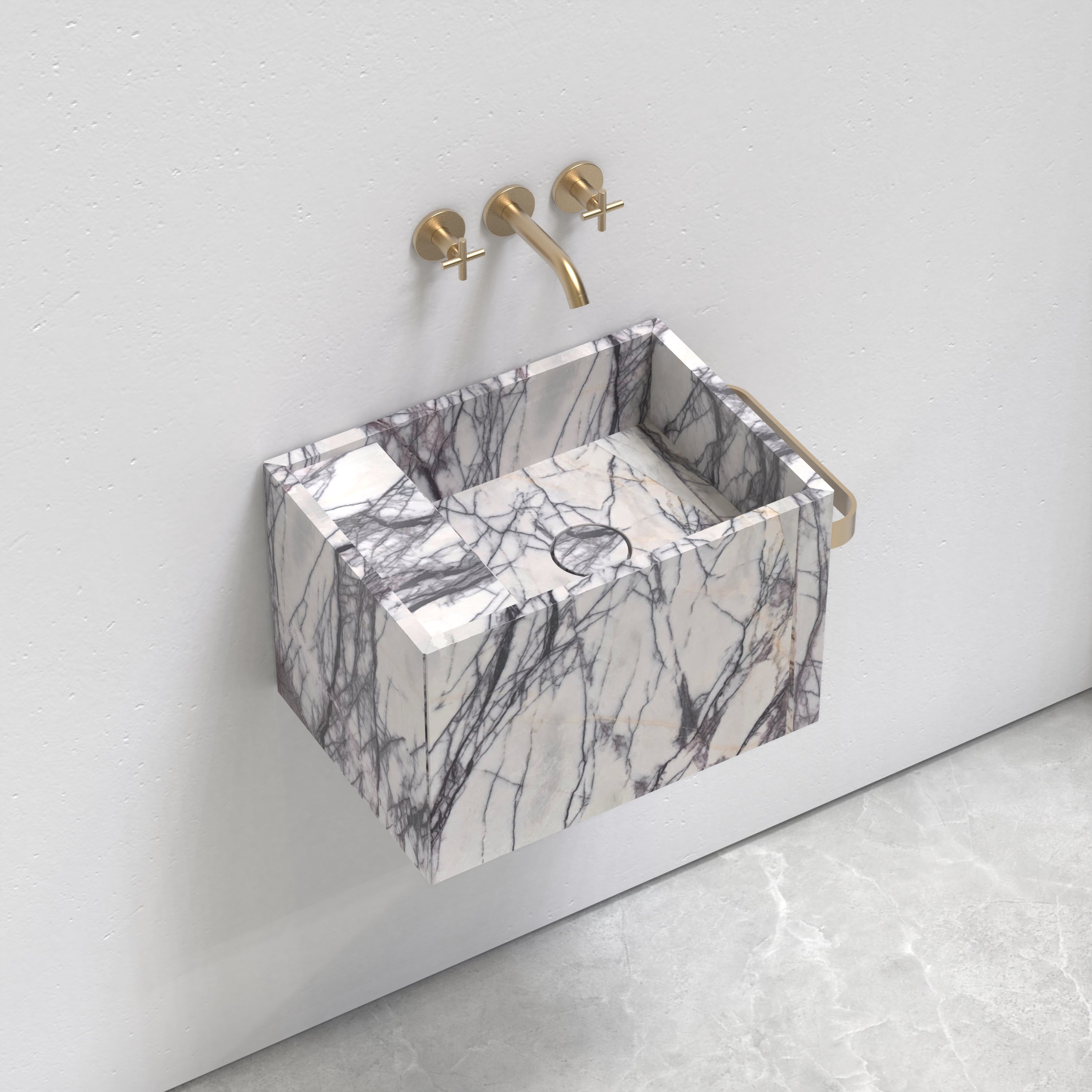 Natural Marble Wall‑Hung Basin Luxury Block Stone Sink | Naturally of Earth