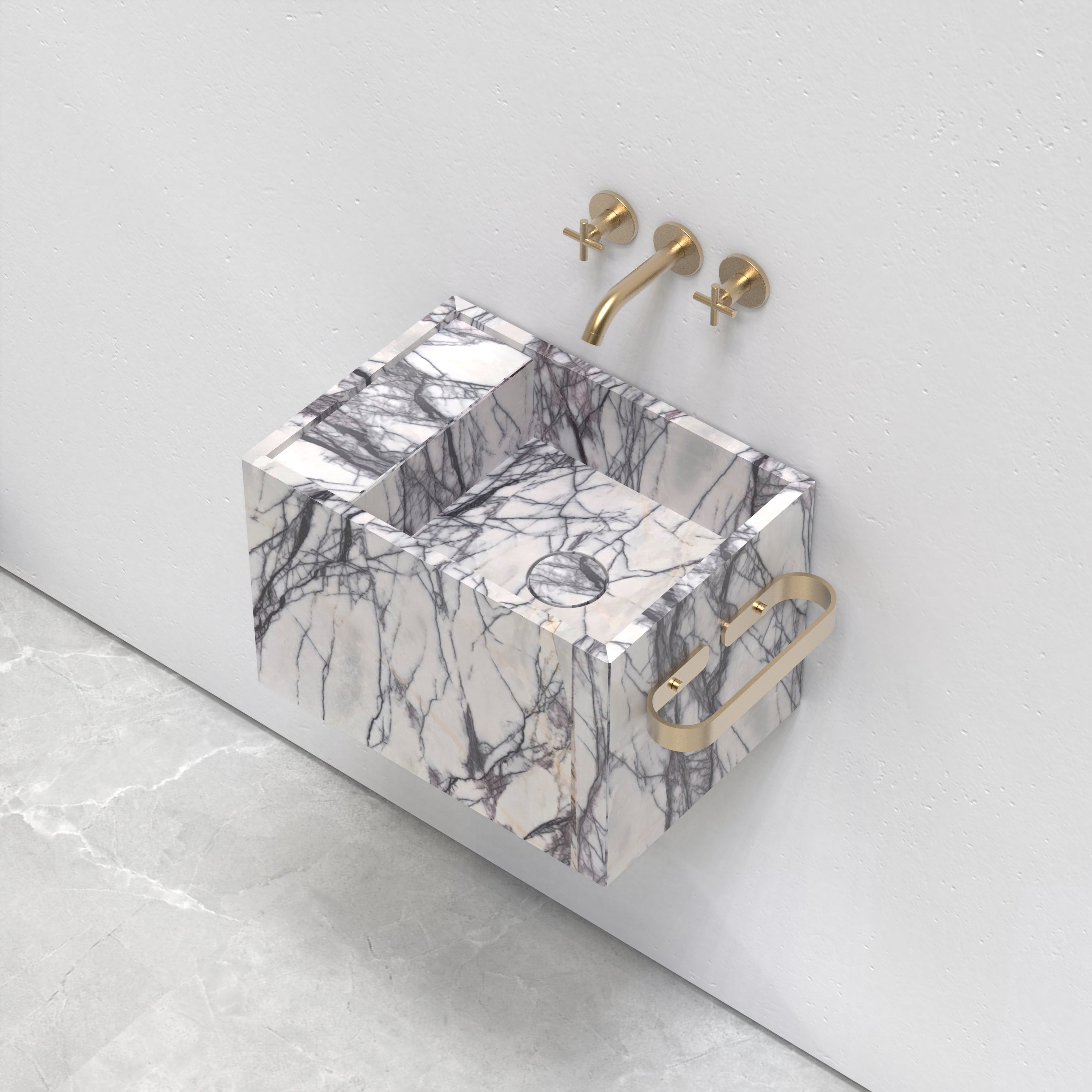 Natural Marble Wall‑Hung Basin Luxury Block Stone Sink | Naturally of Earth