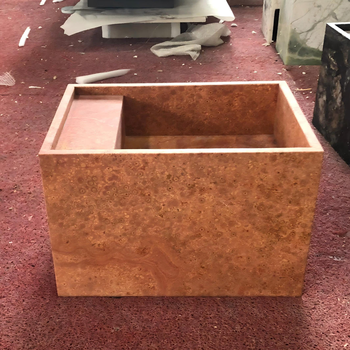 Red Travertine Wall Mounted Basin
