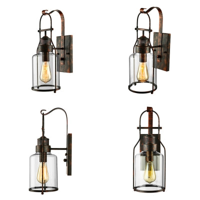 Rustic Industrial Style Jar Wall Light