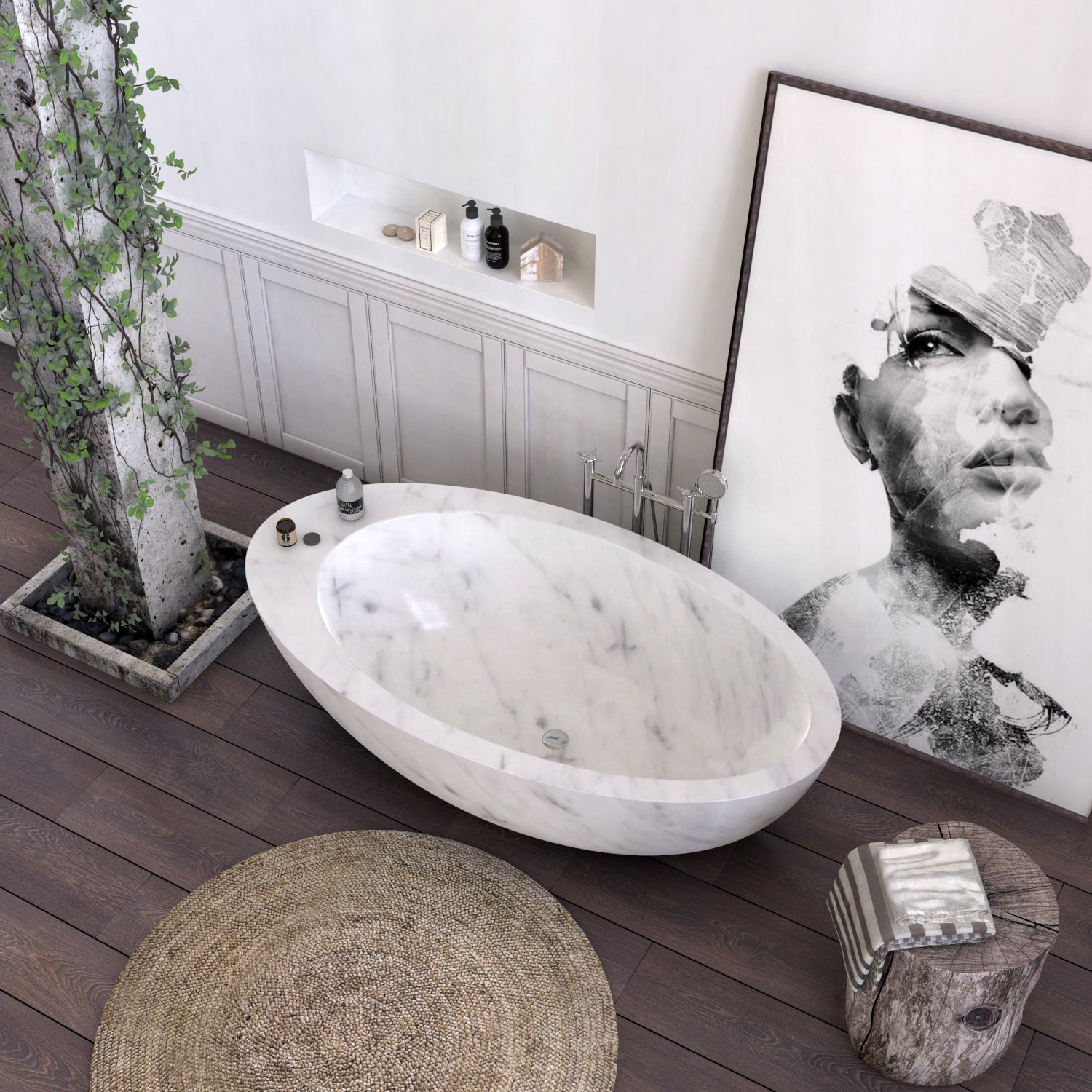 Italian Carrara Marble Handcrafted Bathtub | Free Delivery