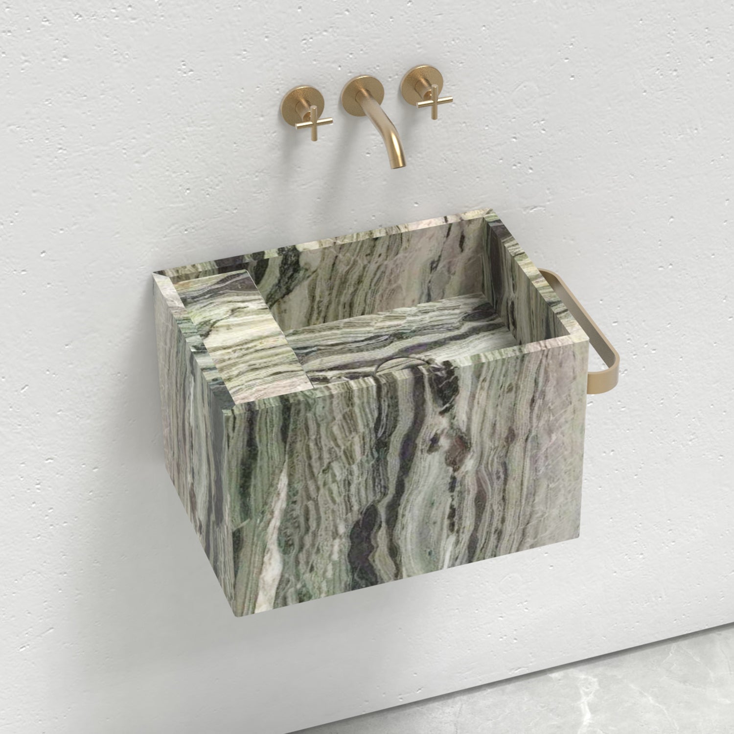 Natural Marble Wall‑Hung Basin Luxury Block Stone Sink | Naturally of Earth