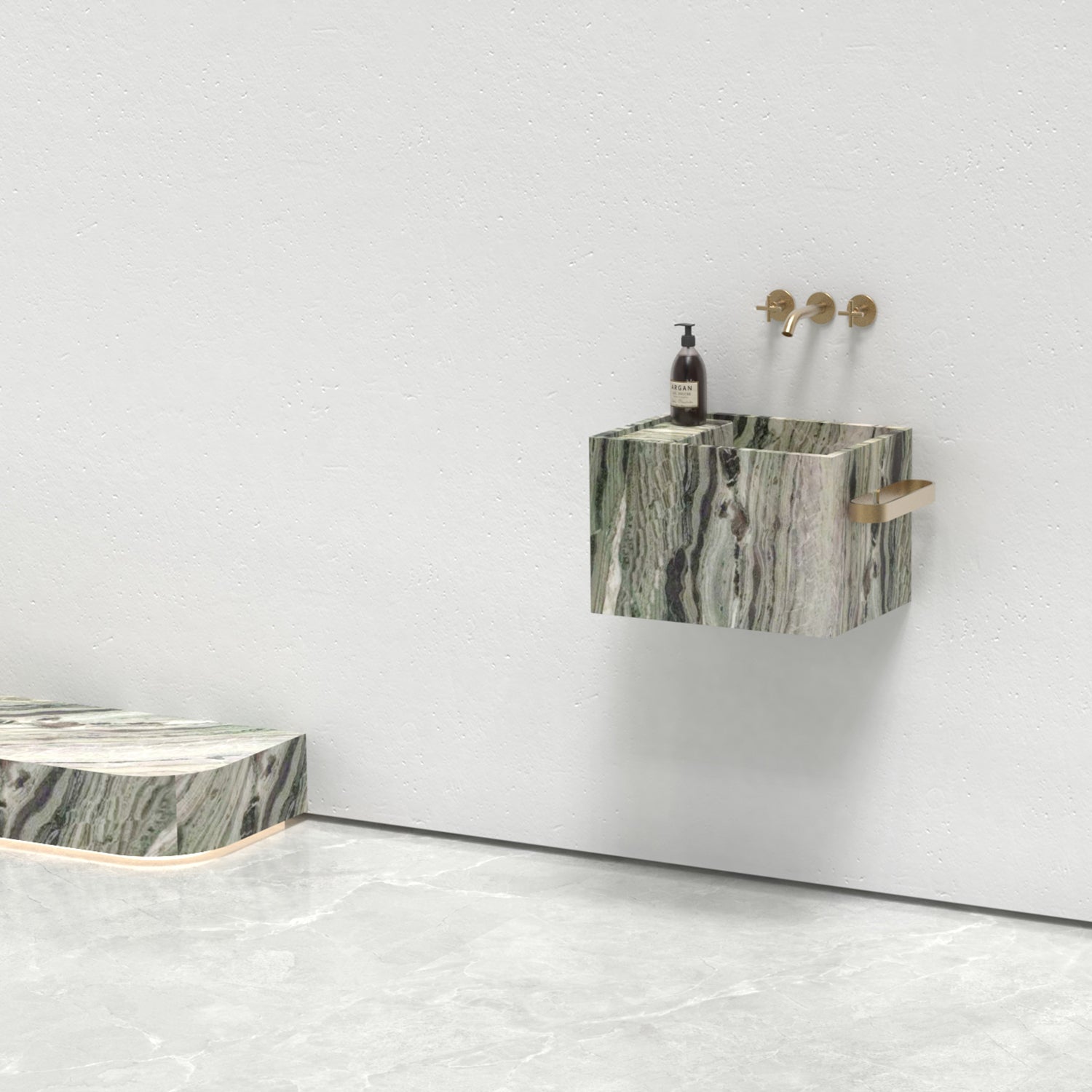 Natural Marble Wall‑Hung Basin Luxury Block Stone Sink | Naturally of Earth