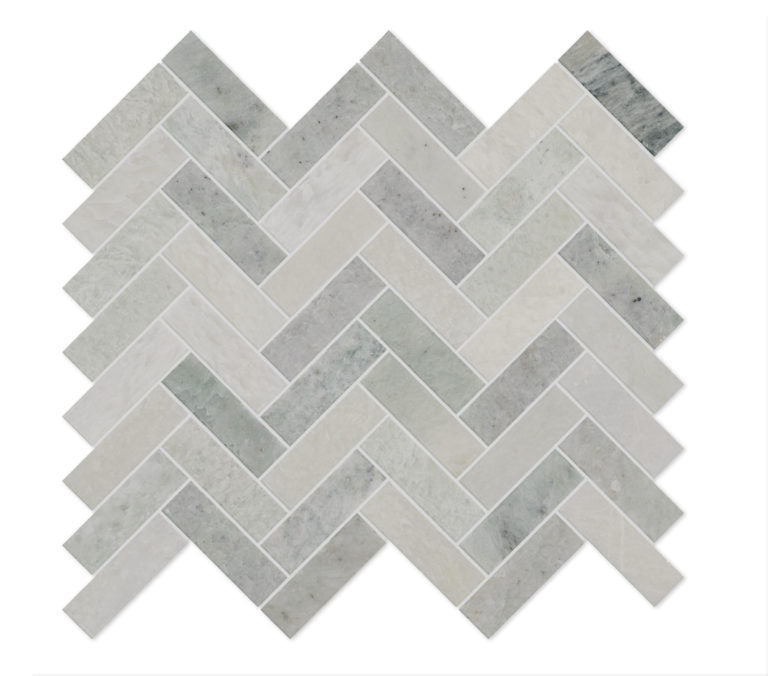Verbena Honed Marble Herringbone Mosaic