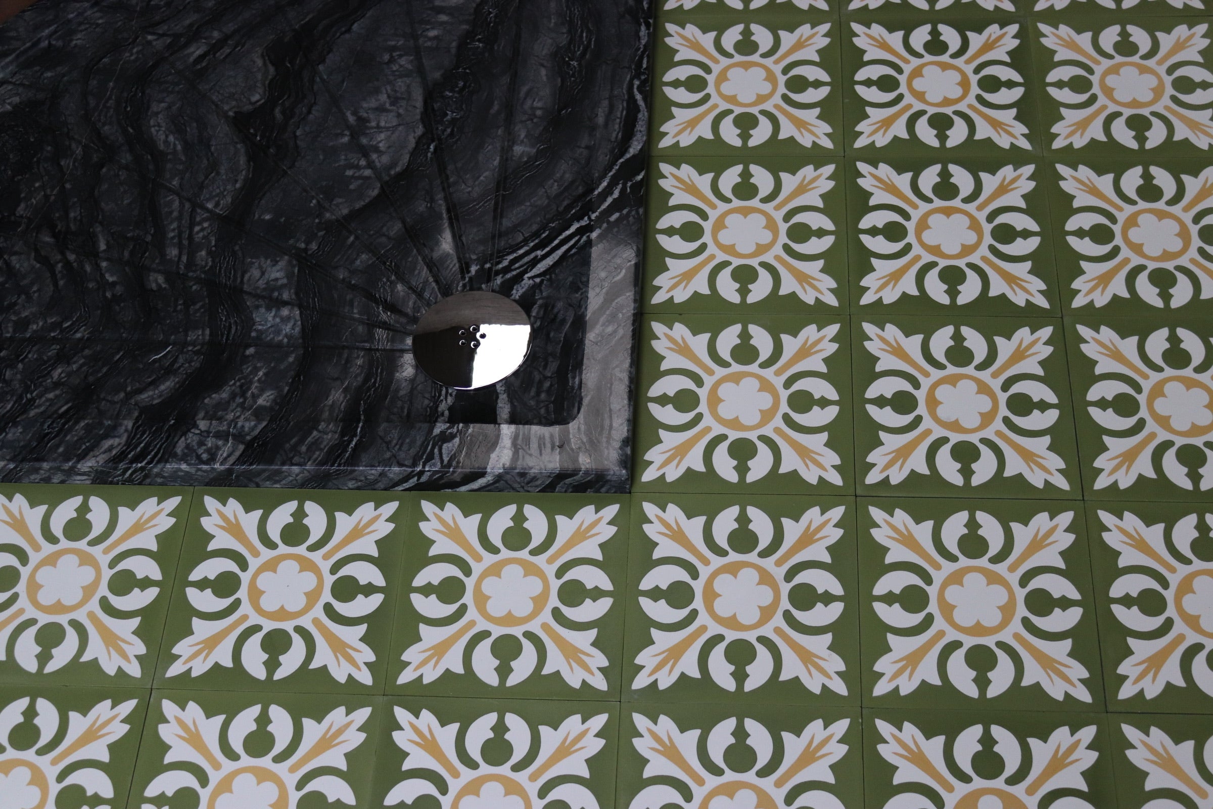Handmade Encaustic Cement Tile Stylised Floral