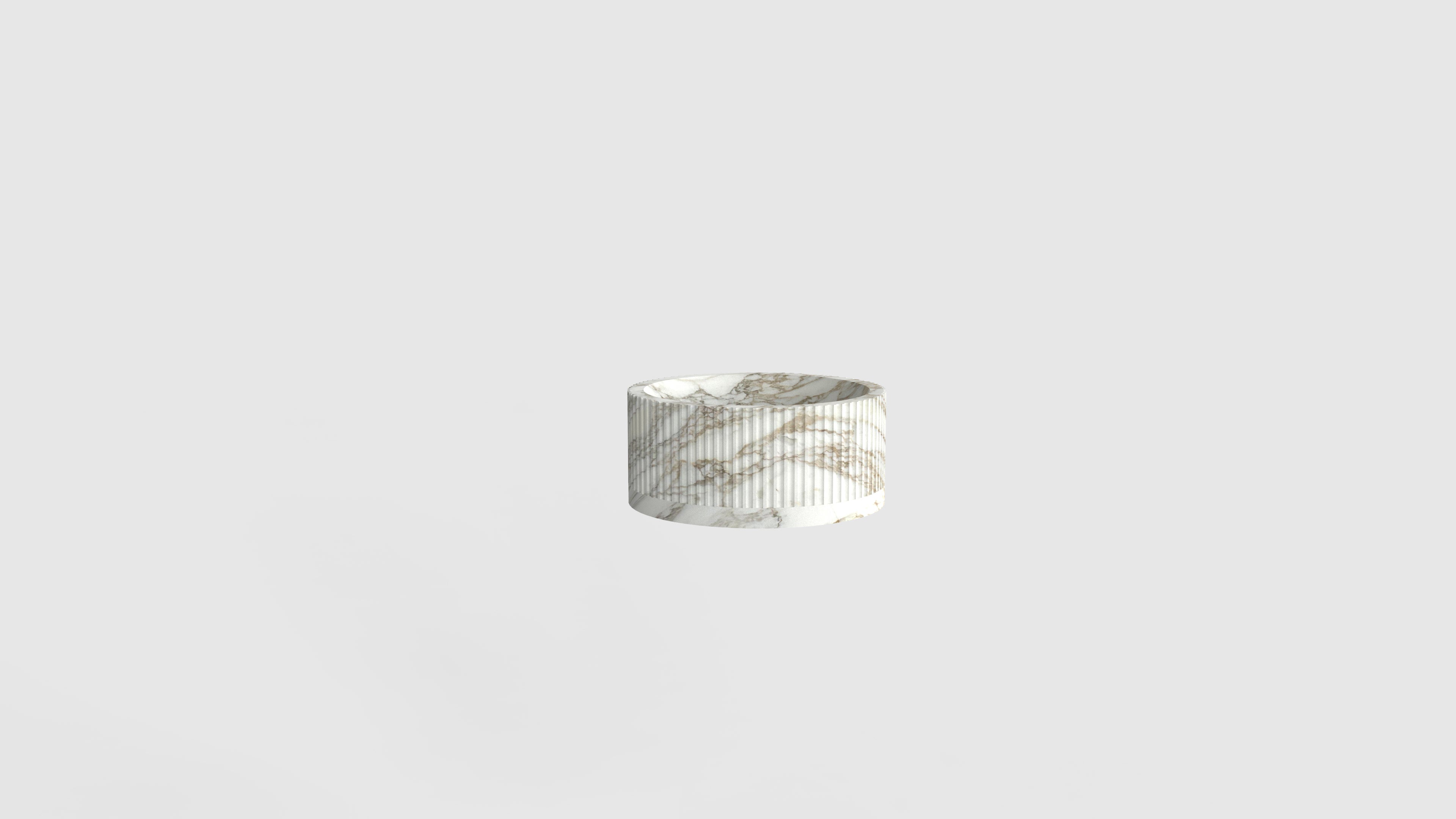 Calacatta Gold Marble Basin | Fluted Finish | Handcrafted Stone Bathroom Sink