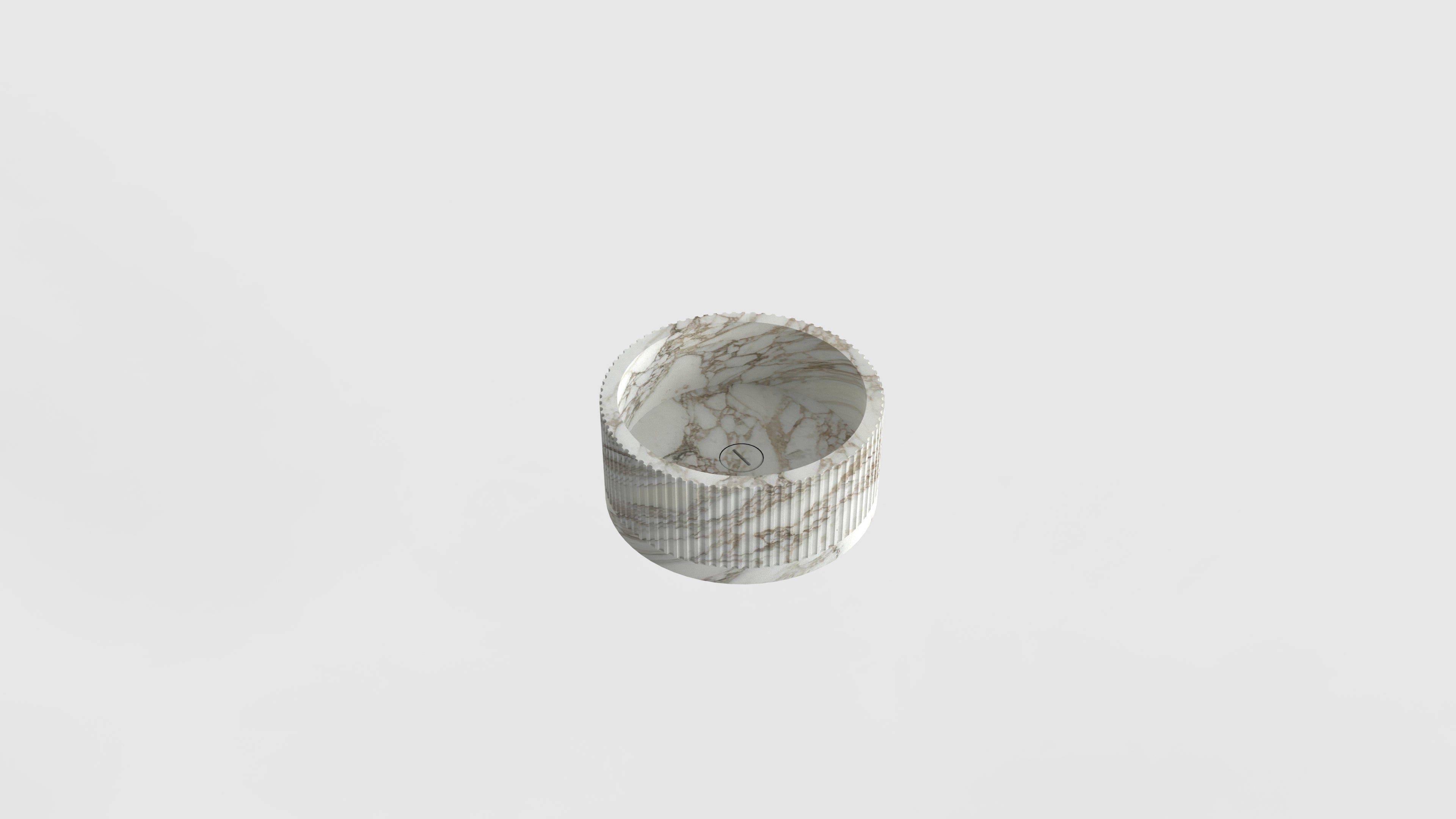 Calacatta Gold Marble Basin | Fluted Finish | Handcrafted Stone Bathroom Sink