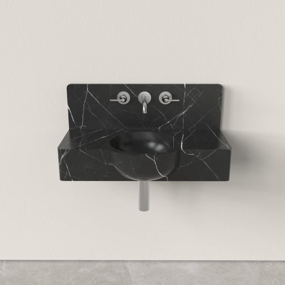 Nero Marquina Marble|Cloakroom Basin|Handcrafted