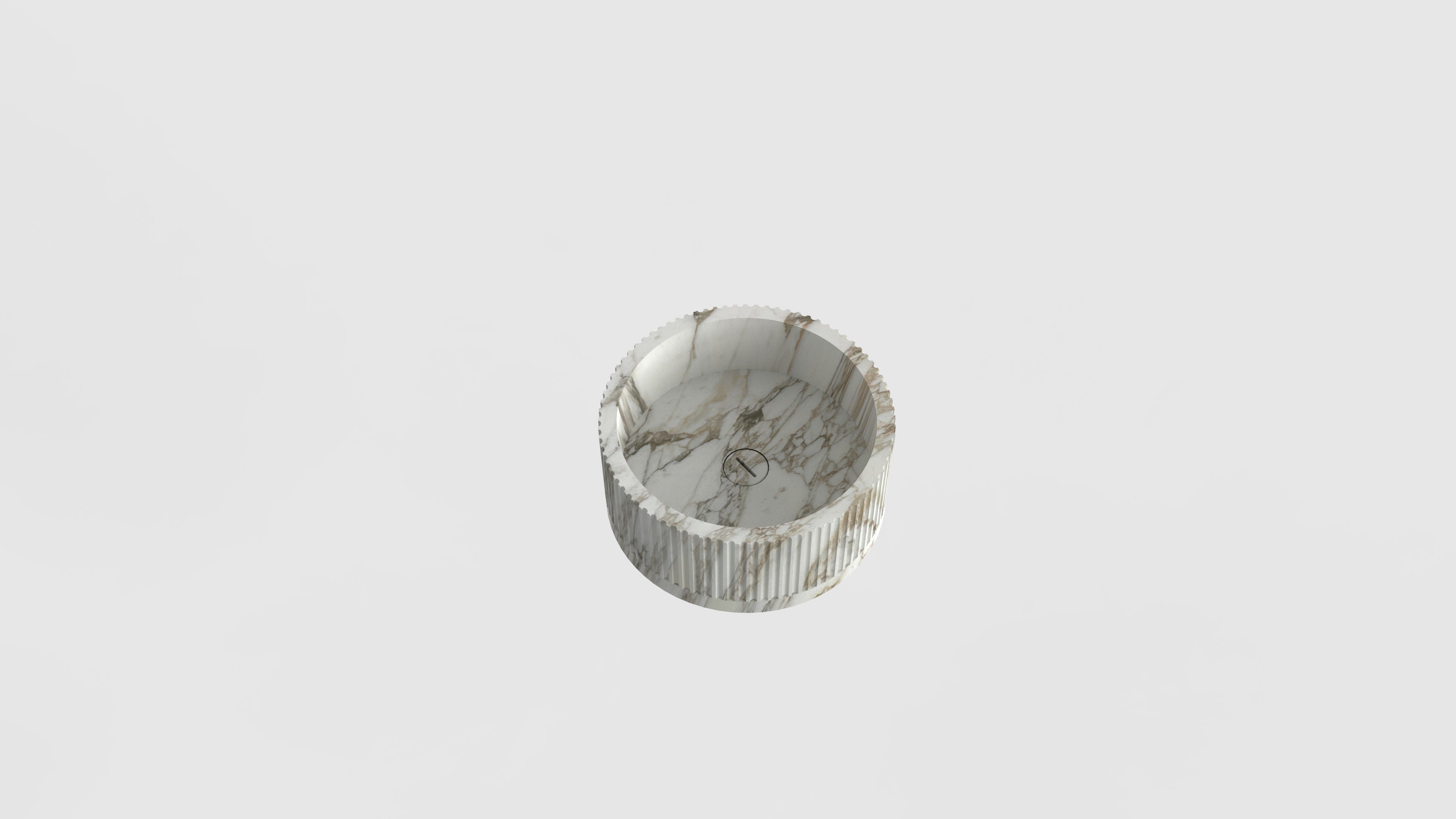 Calacatta Gold Marble Basin | Fluted Finish | Handcrafted Stone Bathroom Sink