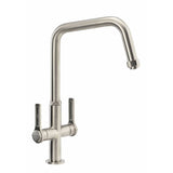 Dual Lever Kitchen Mixer Tap | Matt Black & Antique Brass | Brushed Nickel