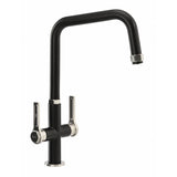 Dual Lever Kitchen Mixer Tap | Matt Black & Antique Brass | Brushed Nickel