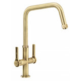 Dual Lever Kitchen Mixer Tap | Matt Black & Antique Brass | Brushed Nickel