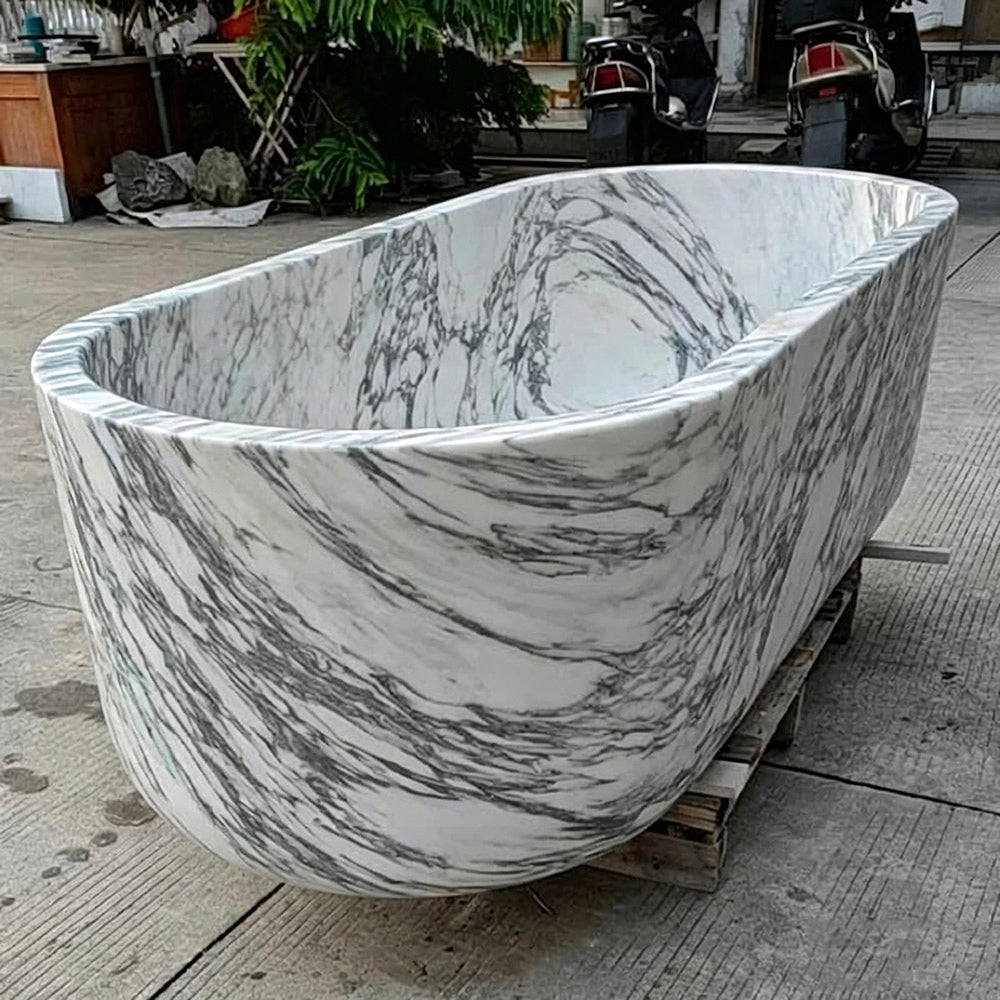 Bespoke Arabescato Marble Bathtub | Hand‑Carved Italian Stone (1700mm)