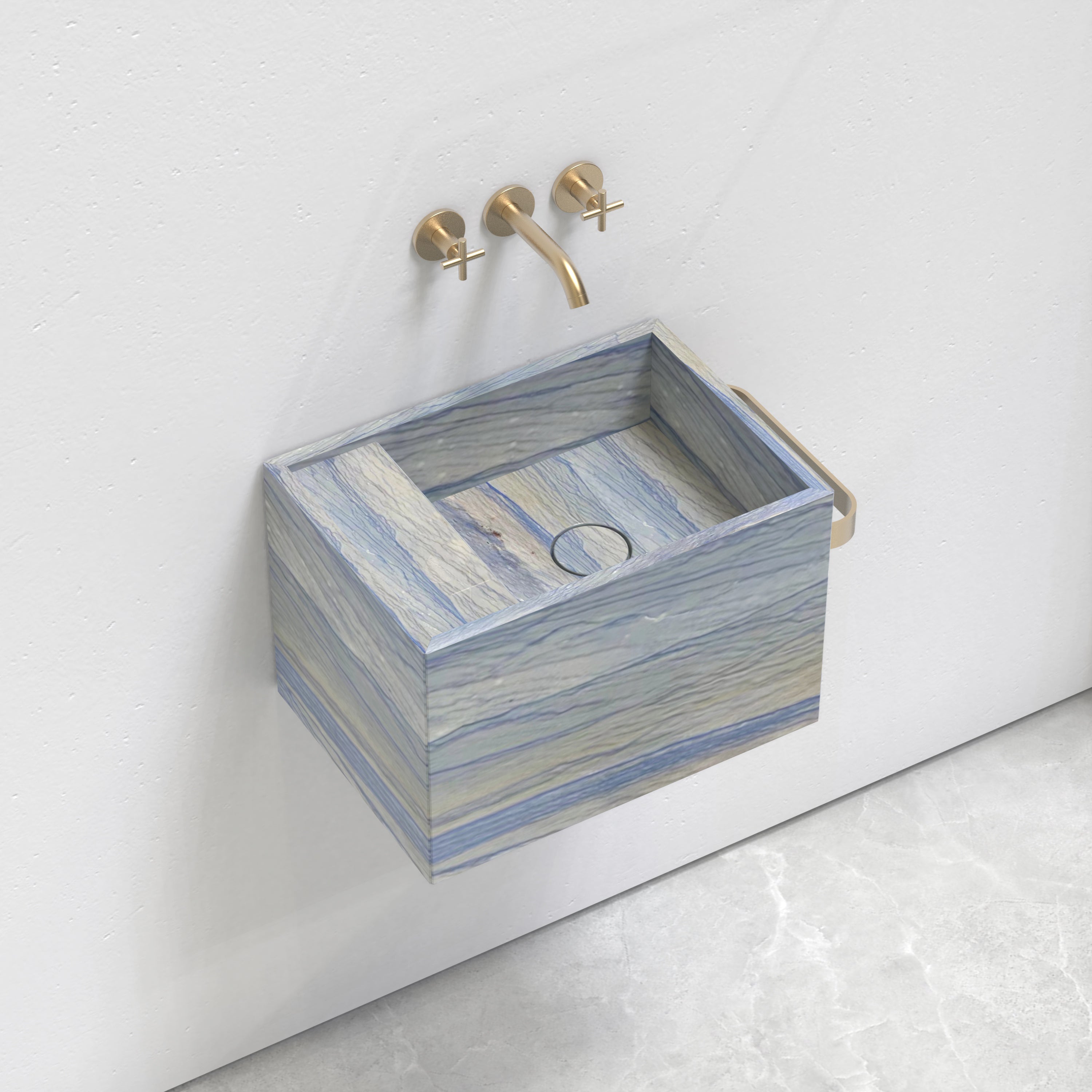 Natural Marble Wall‑Hung Basin  Luxury Block Stone Sink | Naturally of Earth