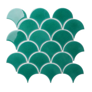 Atlantis Scallop Emerald | Porcelain Mosaic | Bathroom or Kitchen