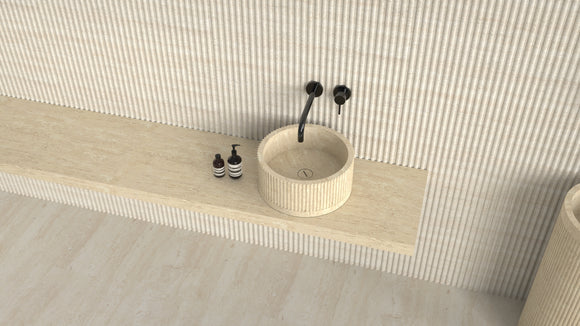 Travertine Basin with Fluted Finish | Bespoke Options Available | Free shipping