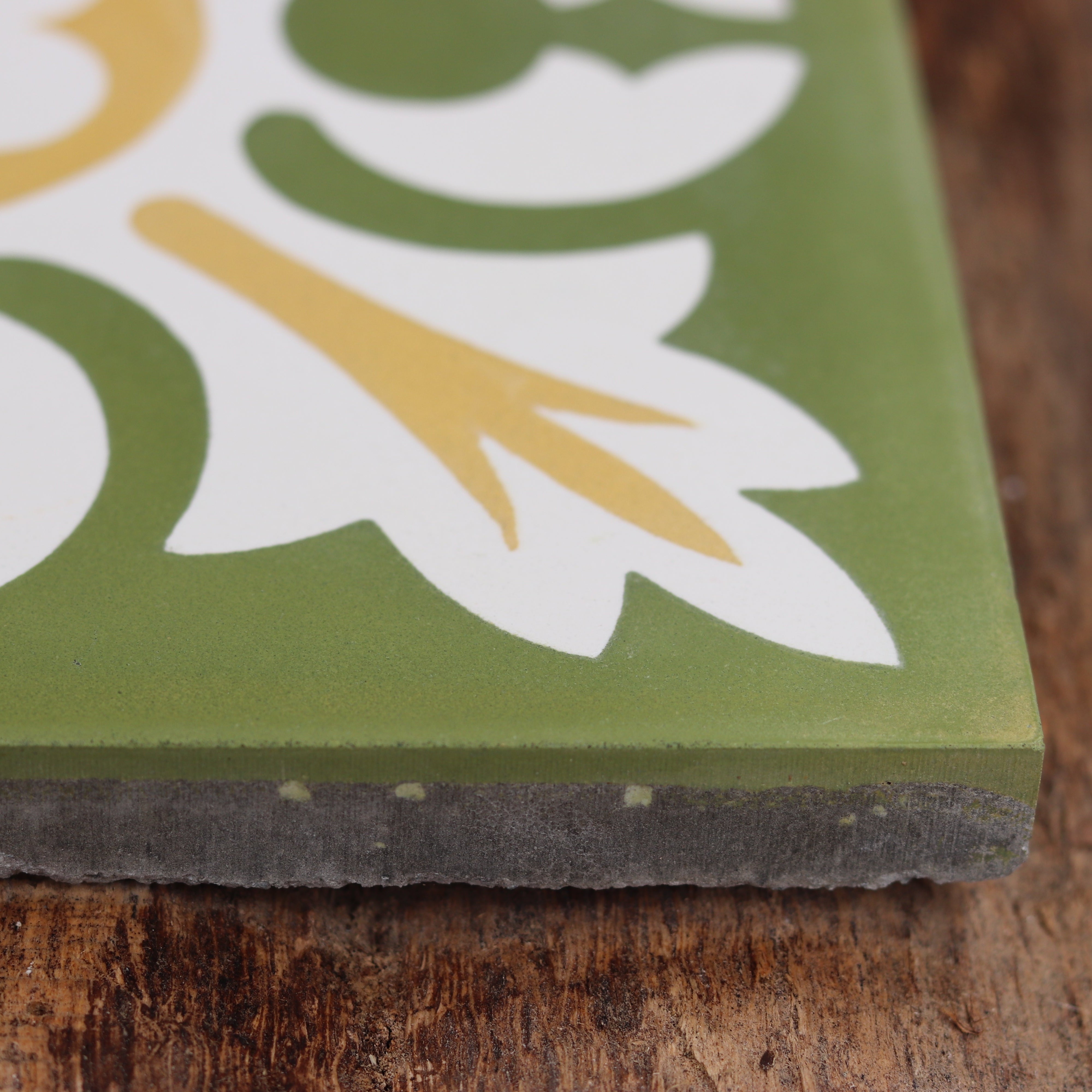 Verdant Rosette | Green Floral Encaustic Cement Tile