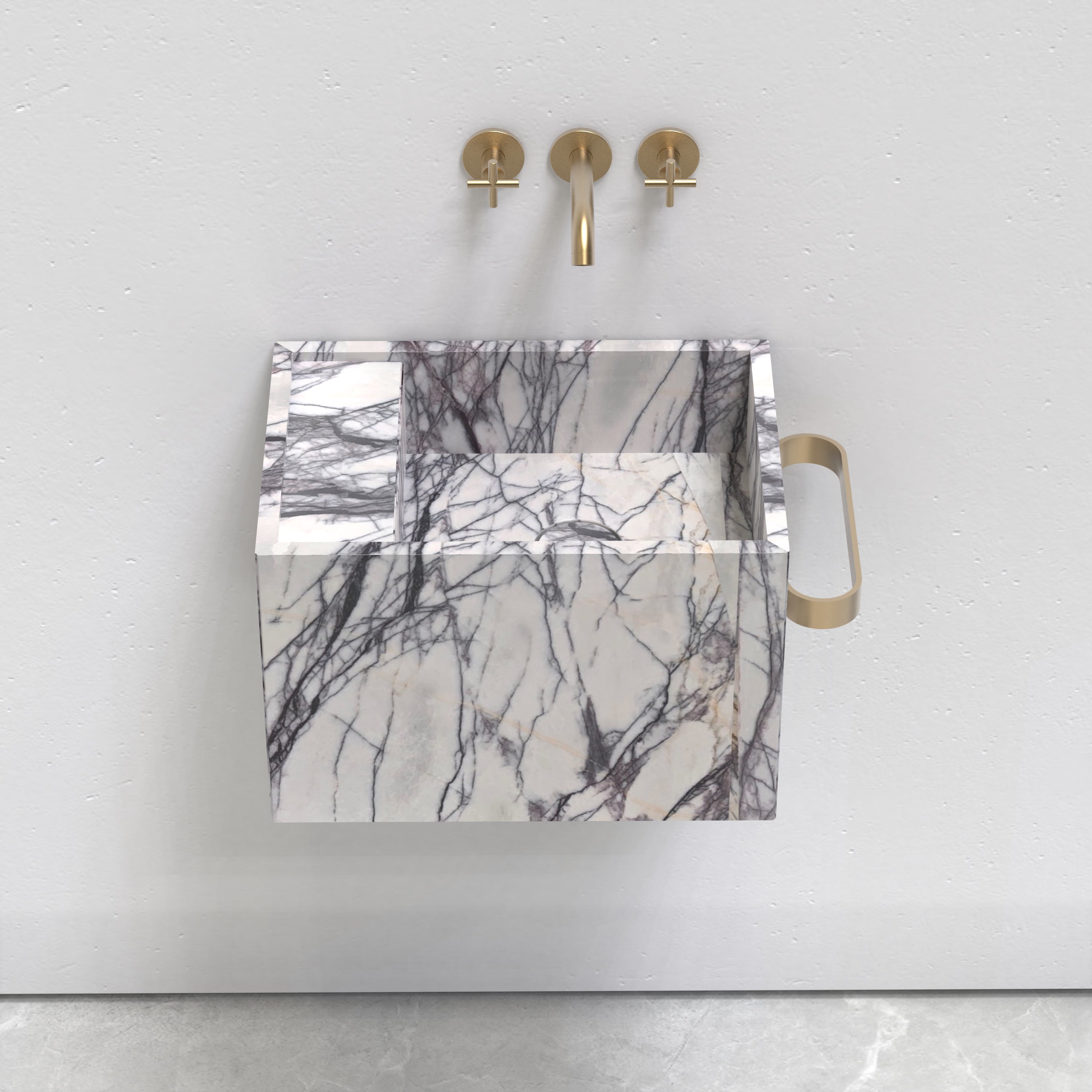Natural Marble Wall‑Hung Basin  Luxury Block Stone Sink | Naturally of Earth