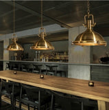 Industrial Antique Brass Pendant Light in Dome Shade 18" Wide Single Light Hanging Lamp with Frosted Diffuser