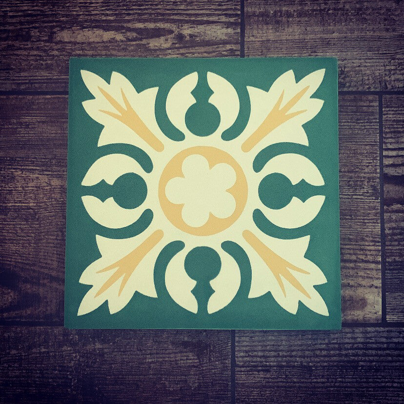 Handmade Encaustic Cement Tile Stylised Floral