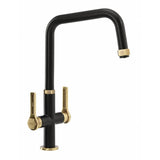 Dual Lever Kitchen Mixer Tap | Matt Black & Antique Brass | Brushed Nickel