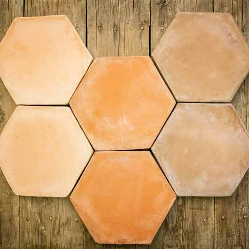 Natural Handmade Hexagon Terracotta Tiles in 3 colours
