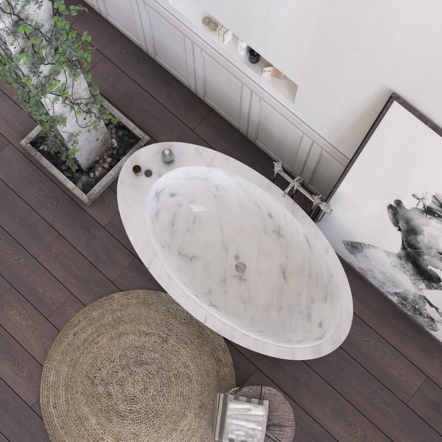 Italian Carrara Marble Handcrafted Bathtub | Free Delivery
