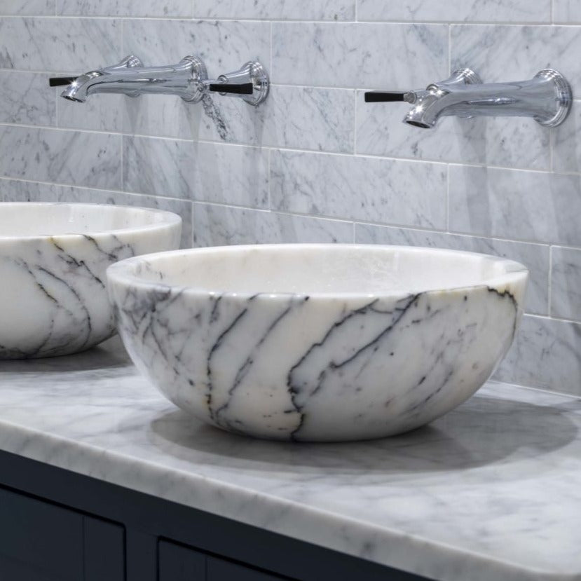 Calacatta Viola Polished Marble Pluto Round Basin