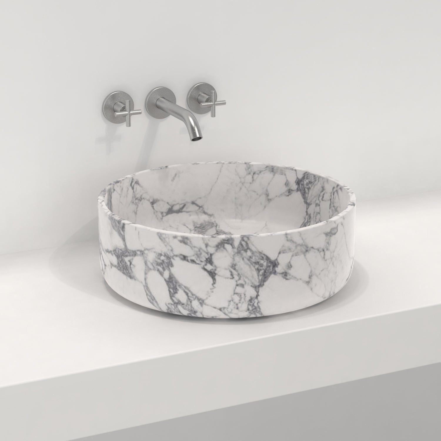 Italian Arabescato Marble Countertop Basin 40 x 40 x 13.5cm
