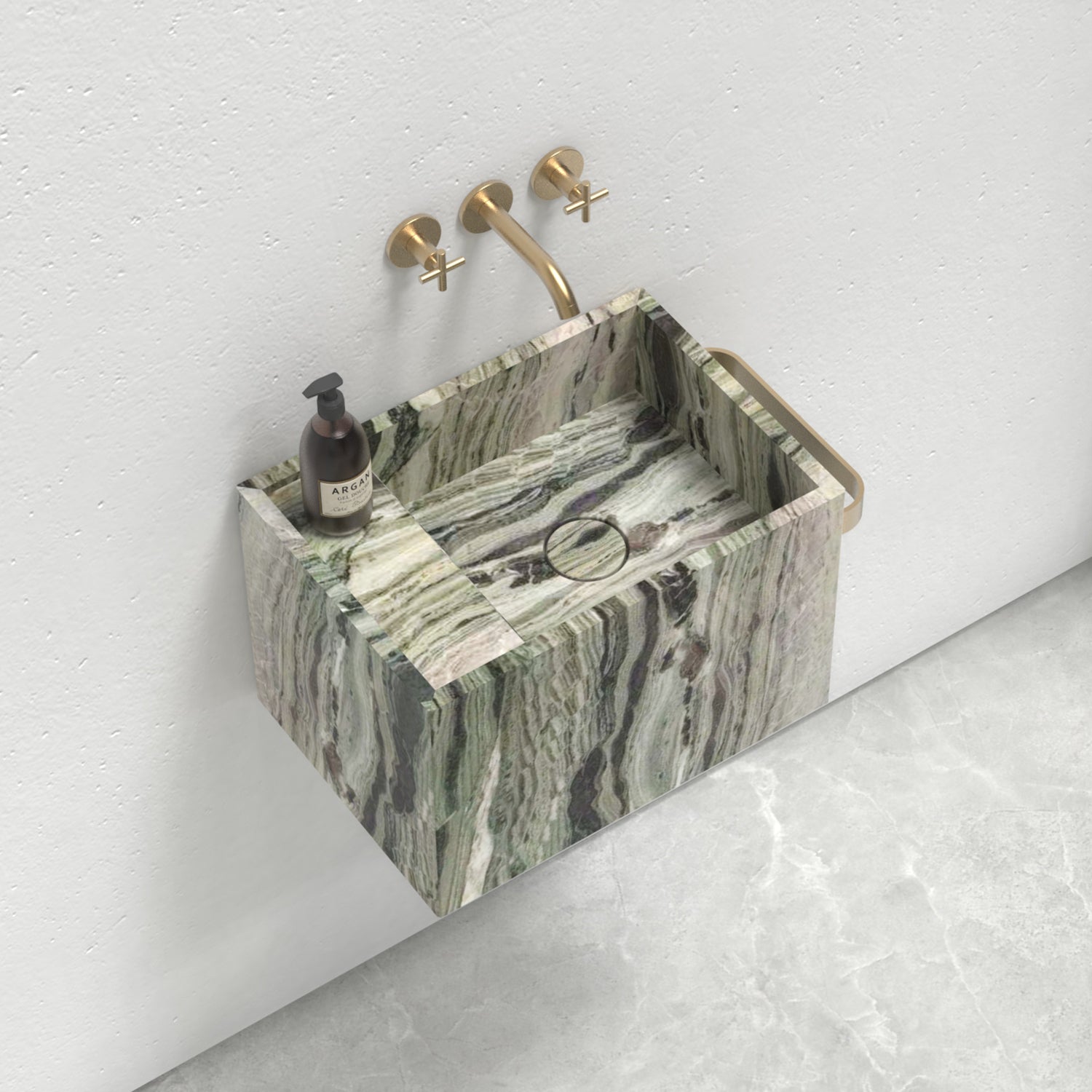 Natural Marble Wall‑Hung Basin  Luxury Block Stone Sink | Naturally of Earth