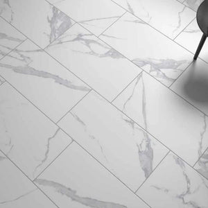 Statuario Polished Porcelain wall and floor tile 600 x 600