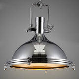 Industrial Antique Brass Pendant Light in Dome Shade 18" Wide Single Light Hanging Lamp with Frosted Diffuser